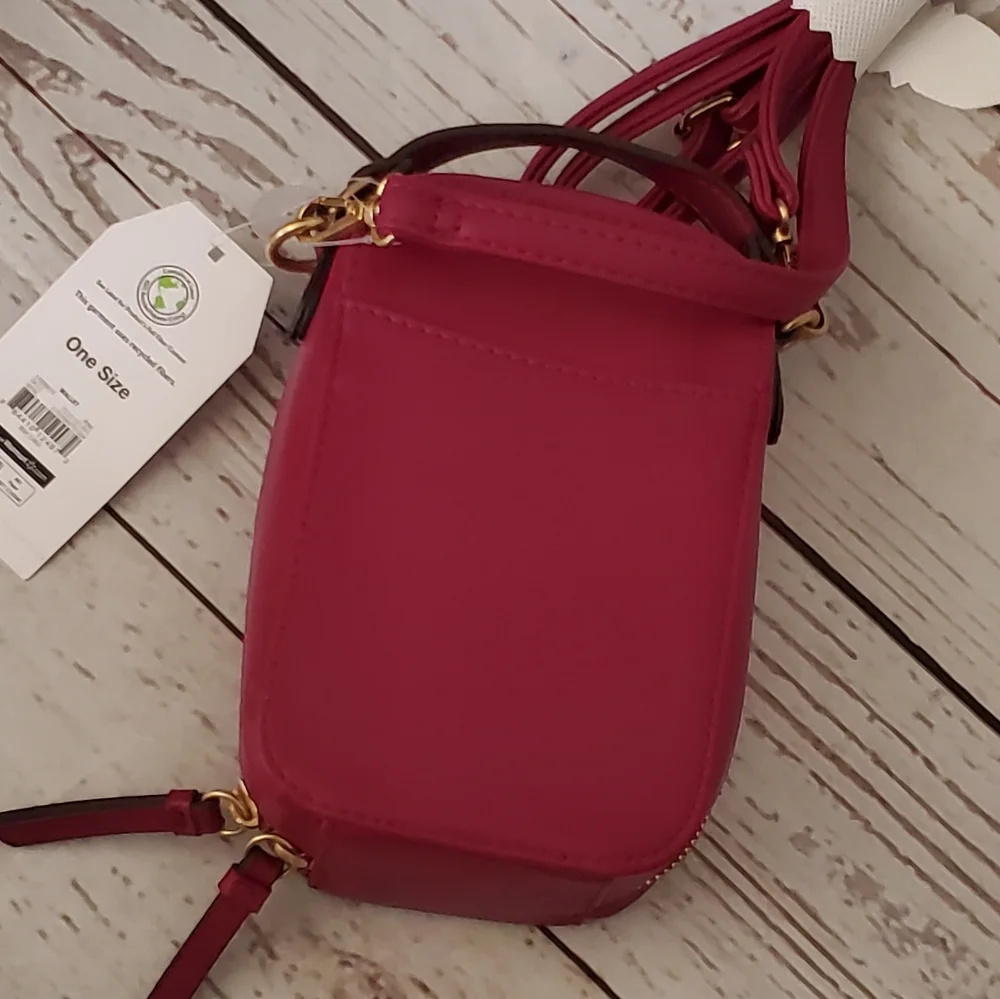 Time and Tru recycled materials puffer quilted crossbody bag wallet pink